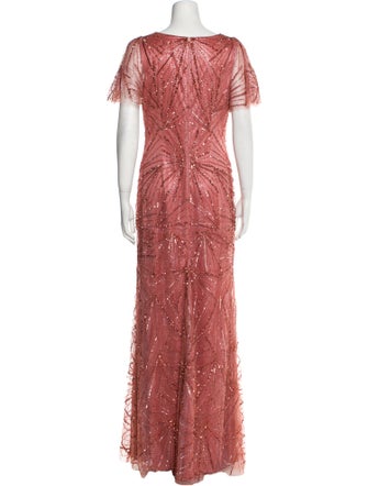 Theia Scoop Neck Long Dress