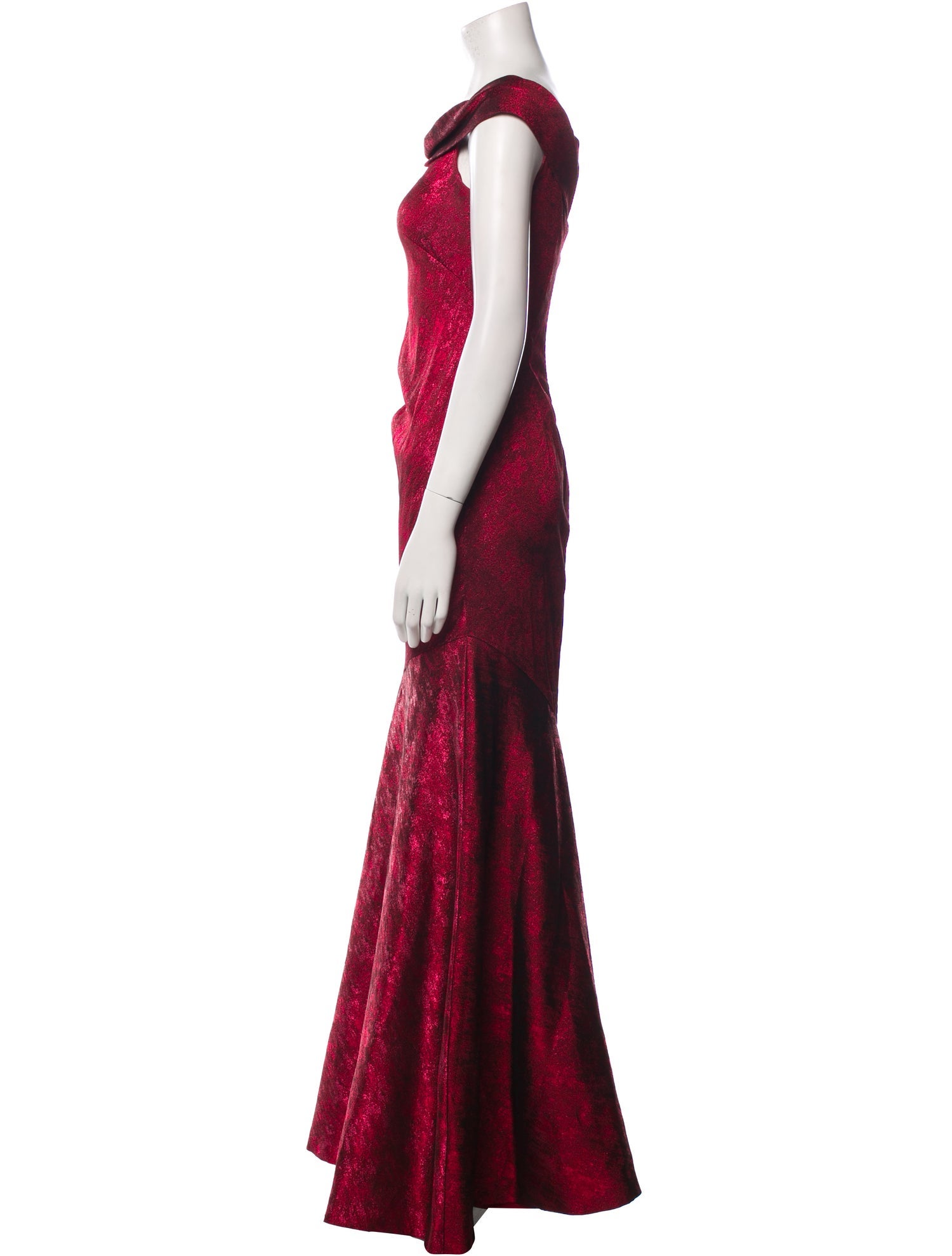 Theia Cowl Neck Long Dress