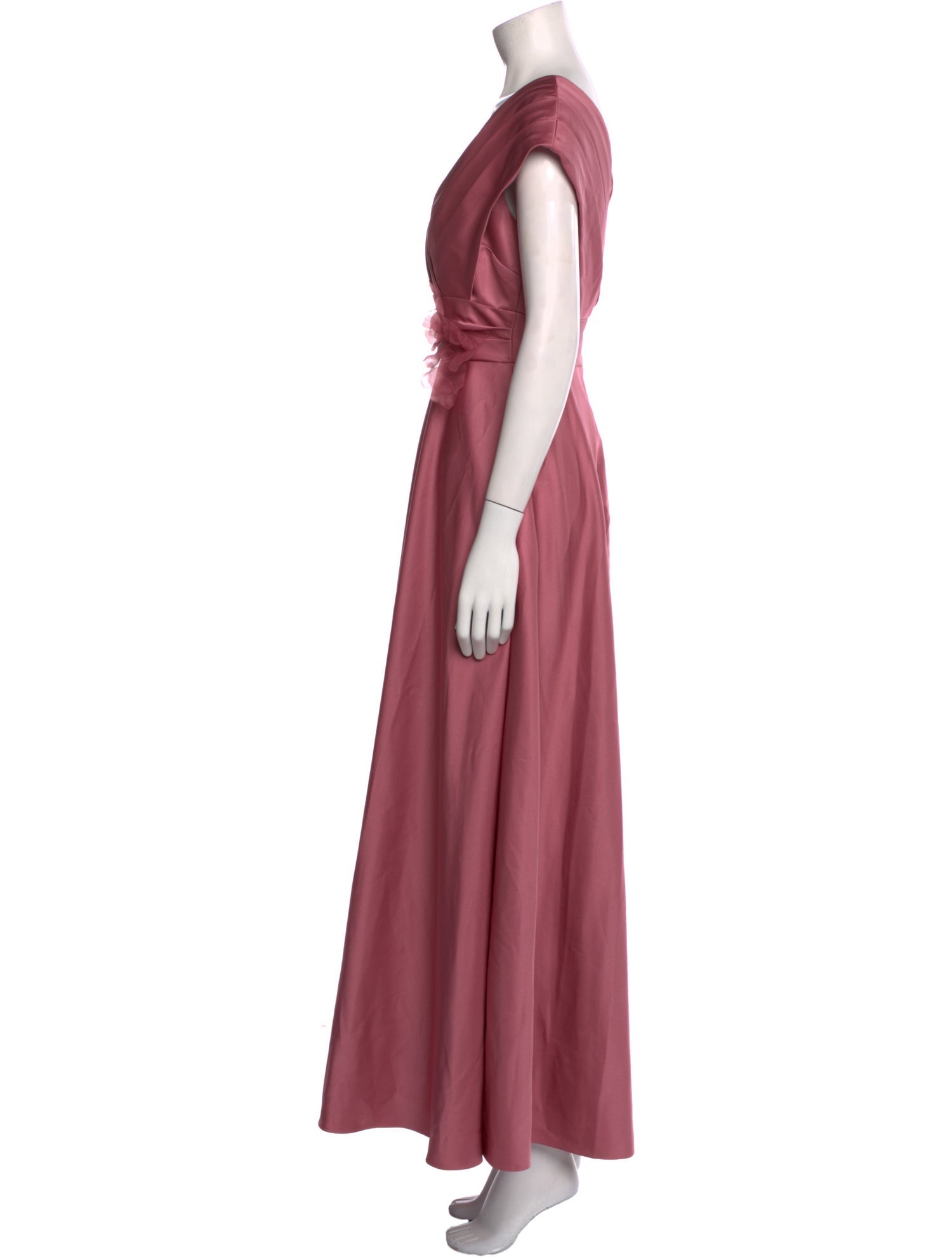 Theia V-Neck Long Dress