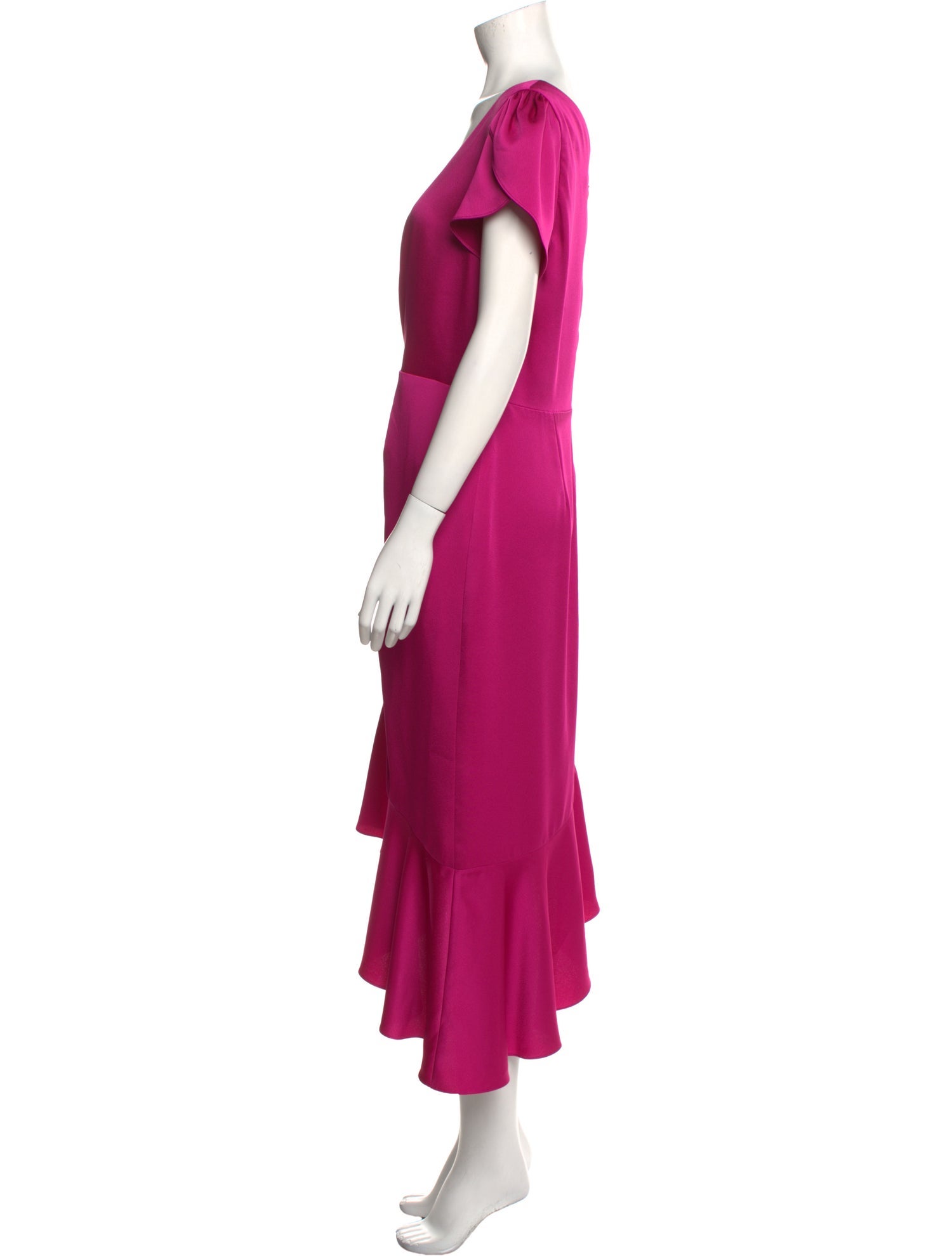 Theia V-Neck Midi Length Dress