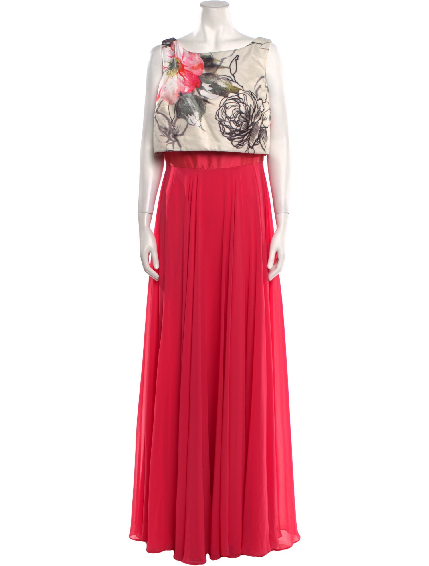 Theia Bateau Neckline Long Dress