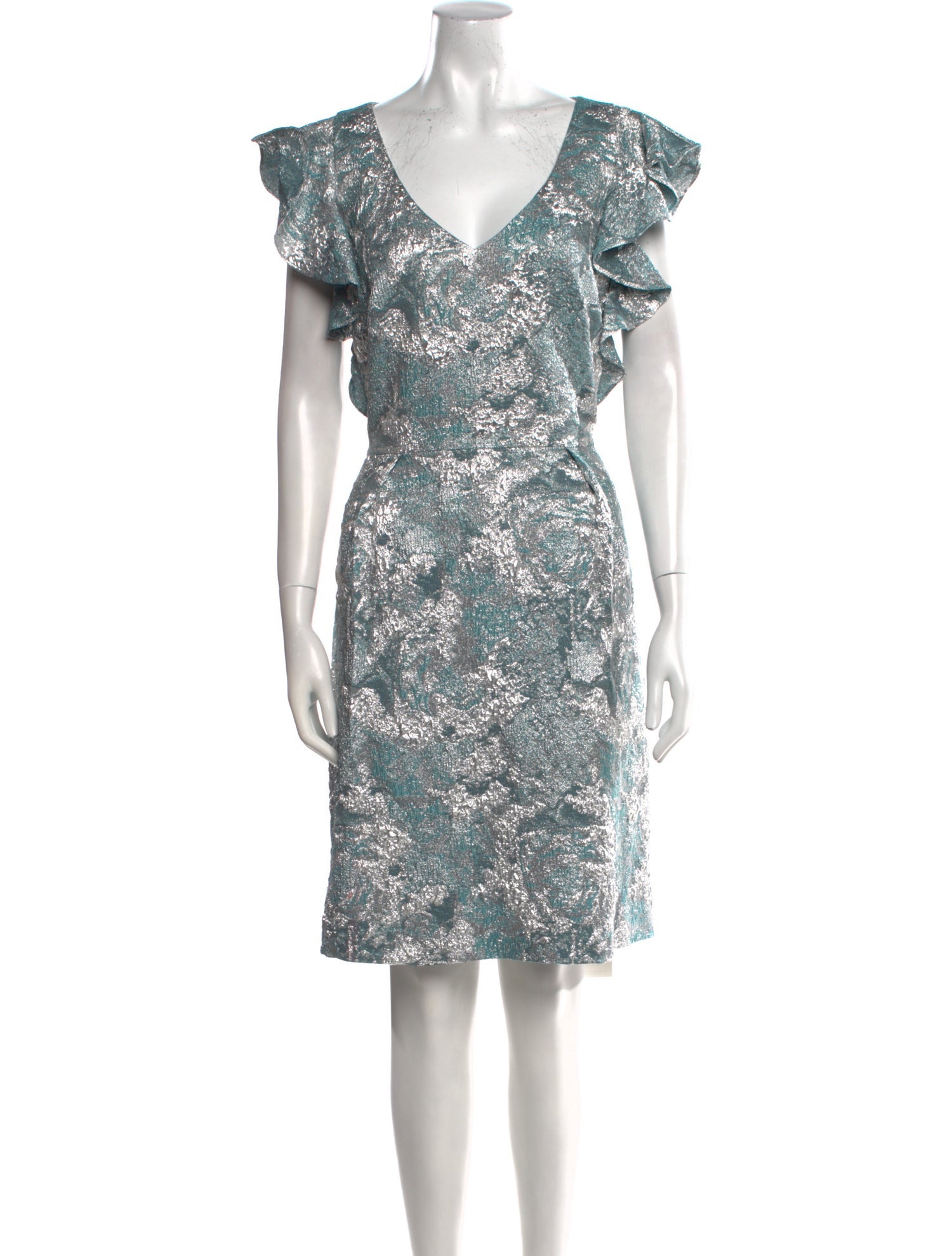 Theia Floral Print Knee-Length Dress