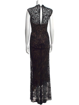 Theia Lace Pattern Long Dress