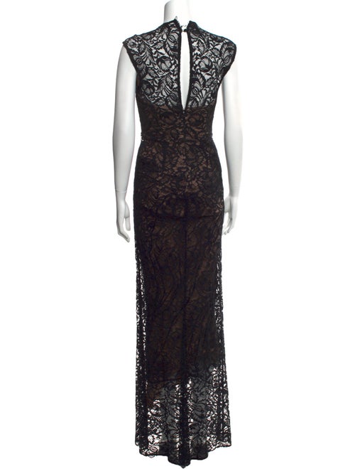 Theia Lace Pattern Long Dress