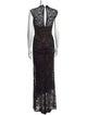 Theia Lace Pattern Long Dress