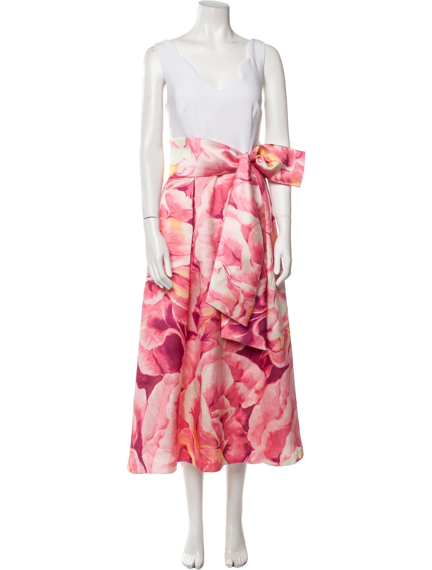 Theia Floral Print Long Dress