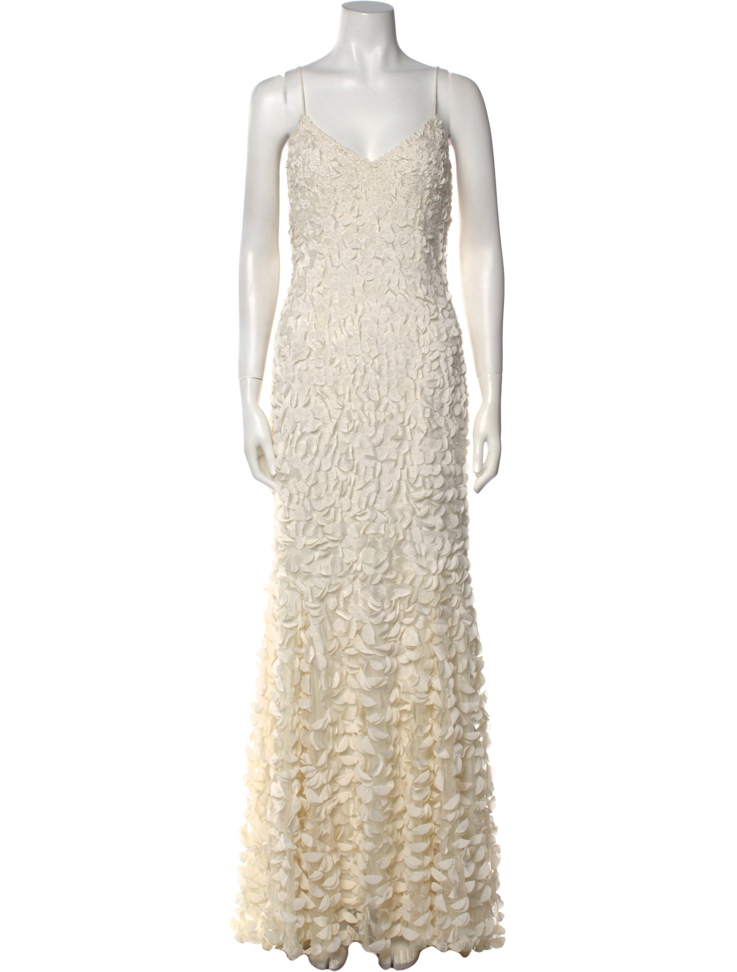 Theia Lace Pattern Long Dress
