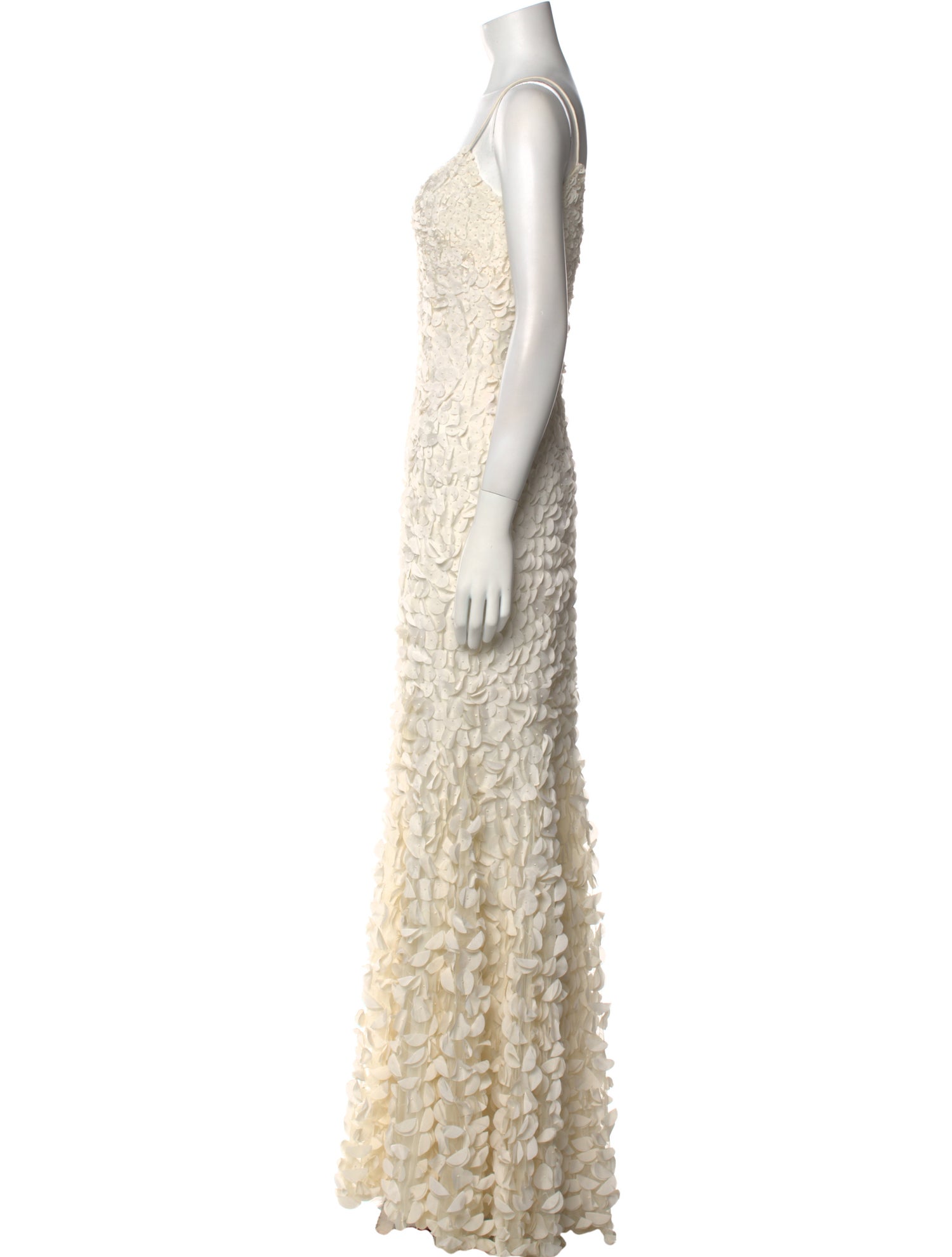 Theia Lace Pattern Long Dress