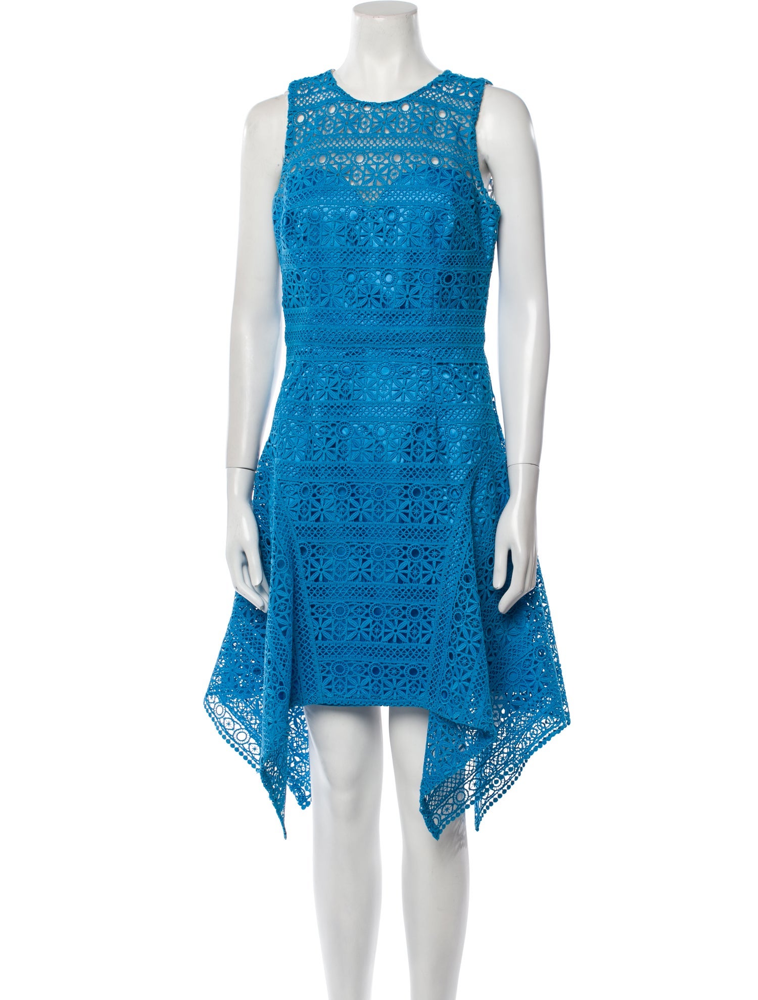Theia Lace Pattern Midi Length Dress