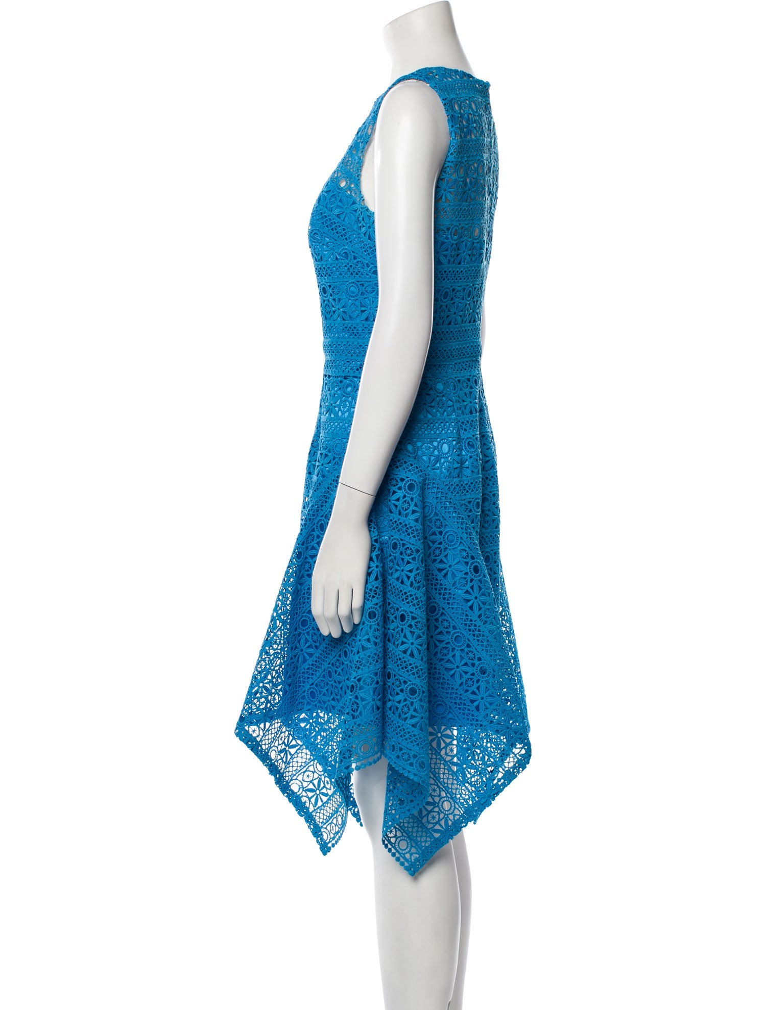 Theia Lace Pattern Midi Length Dress