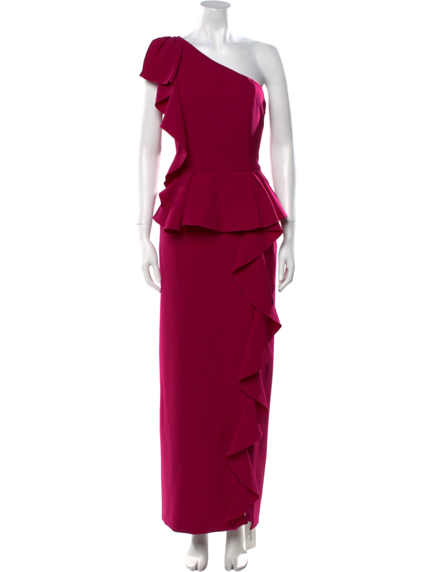 Theia One-Shoulder Long Dress