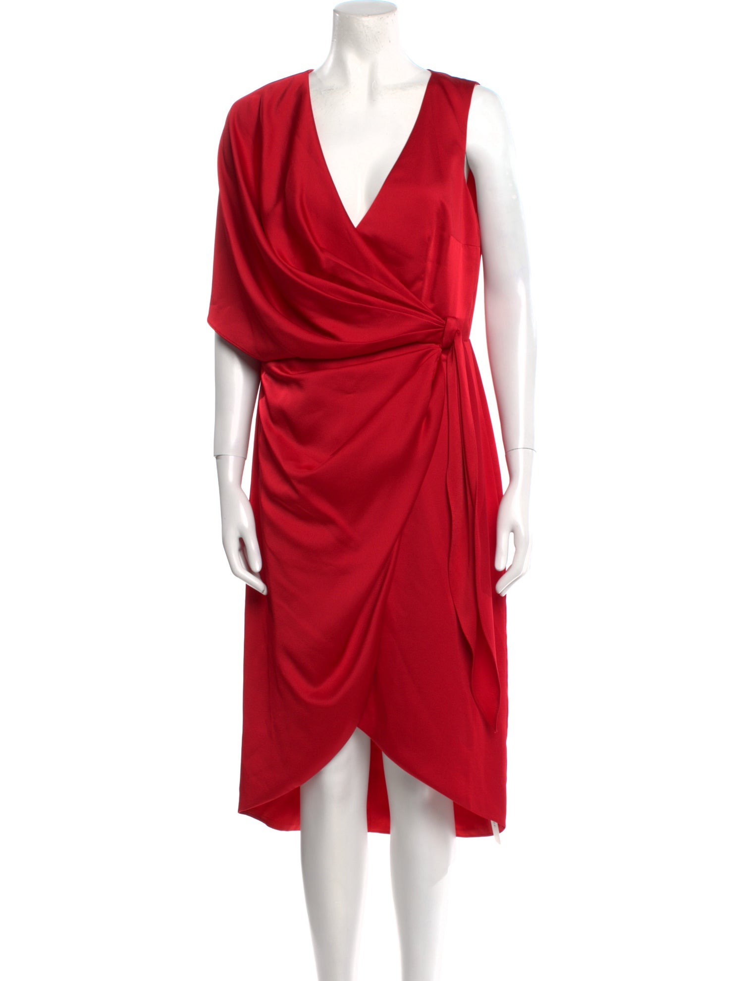 Theia V-Neck Midi Length Dress