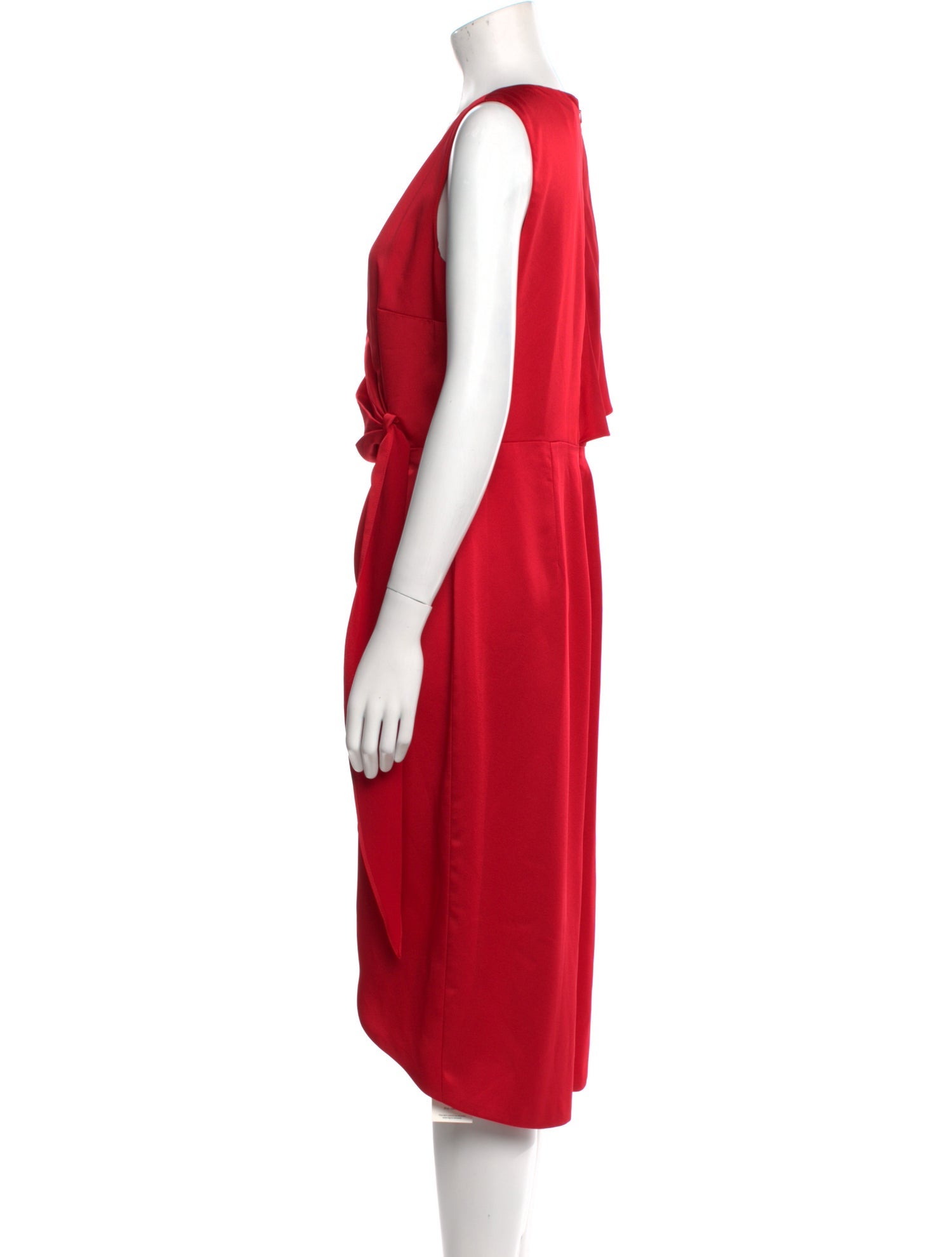 Theia V-Neck Midi Length Dress