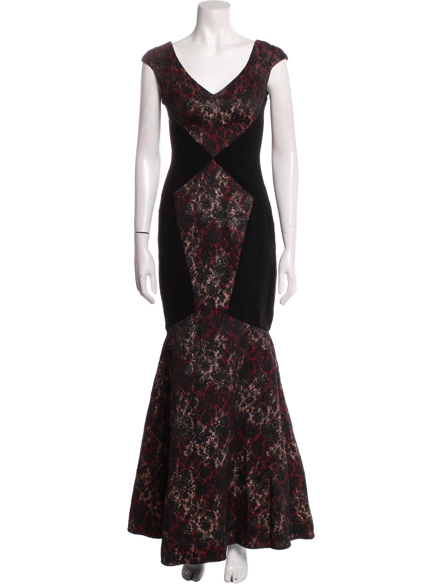 Theia Floral Print Long Dress