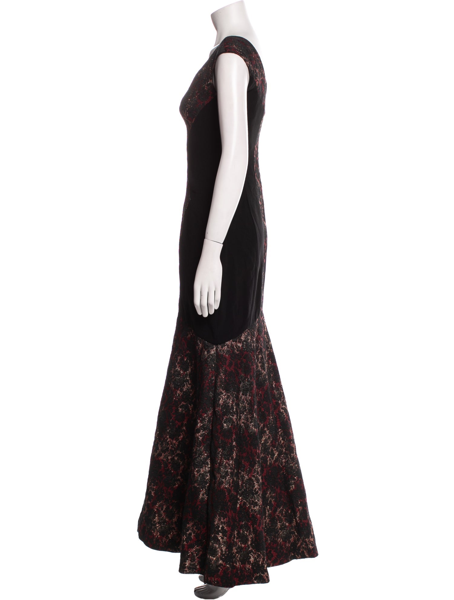 Theia Floral Print Long Dress