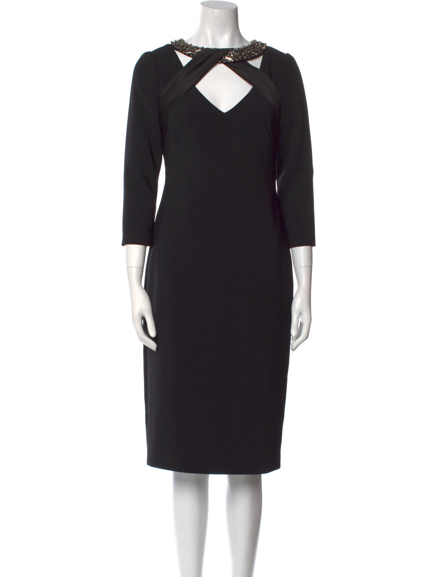 Theia Crew Neck Knee-Length Dress
