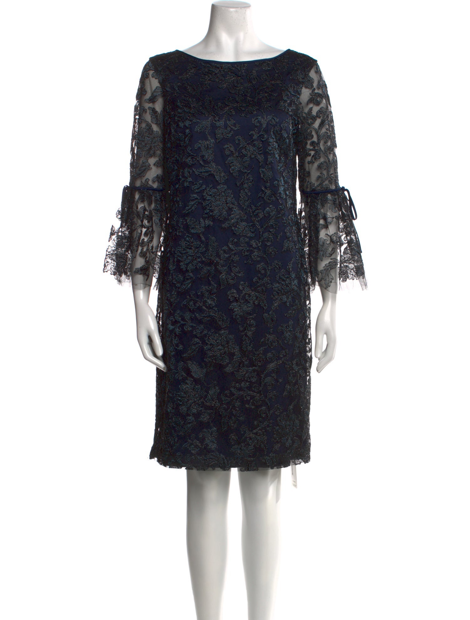 Theia Lace Pattern Knee-Length Dress