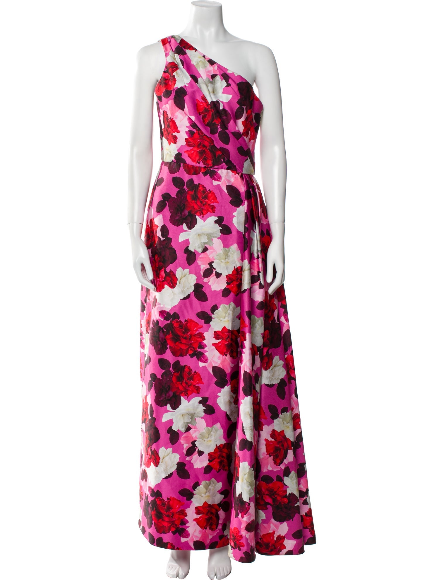 Theia Floral Print Long Dress