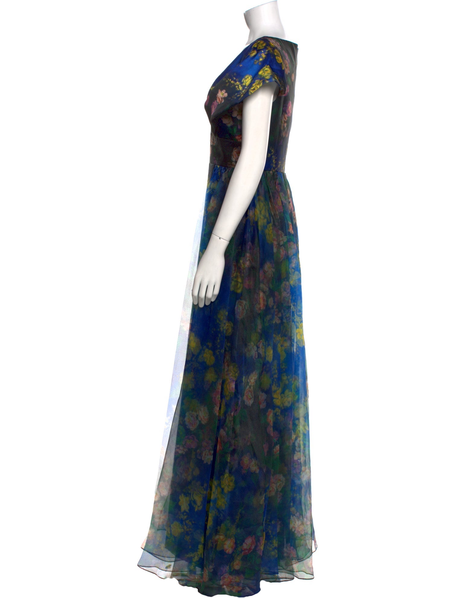 Theia Floral Print Long Dress w/ Tags