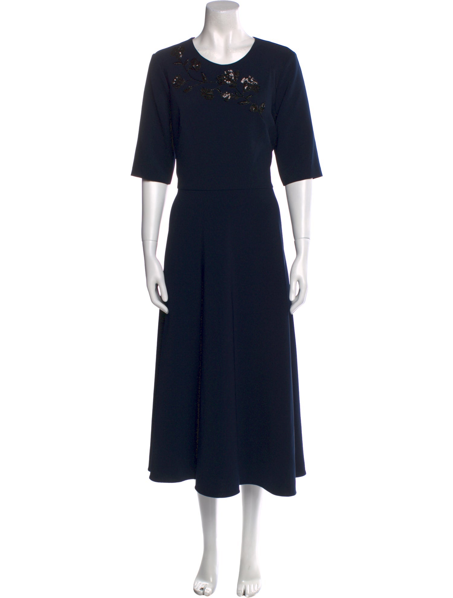 Theia Crew Neck Long Dress