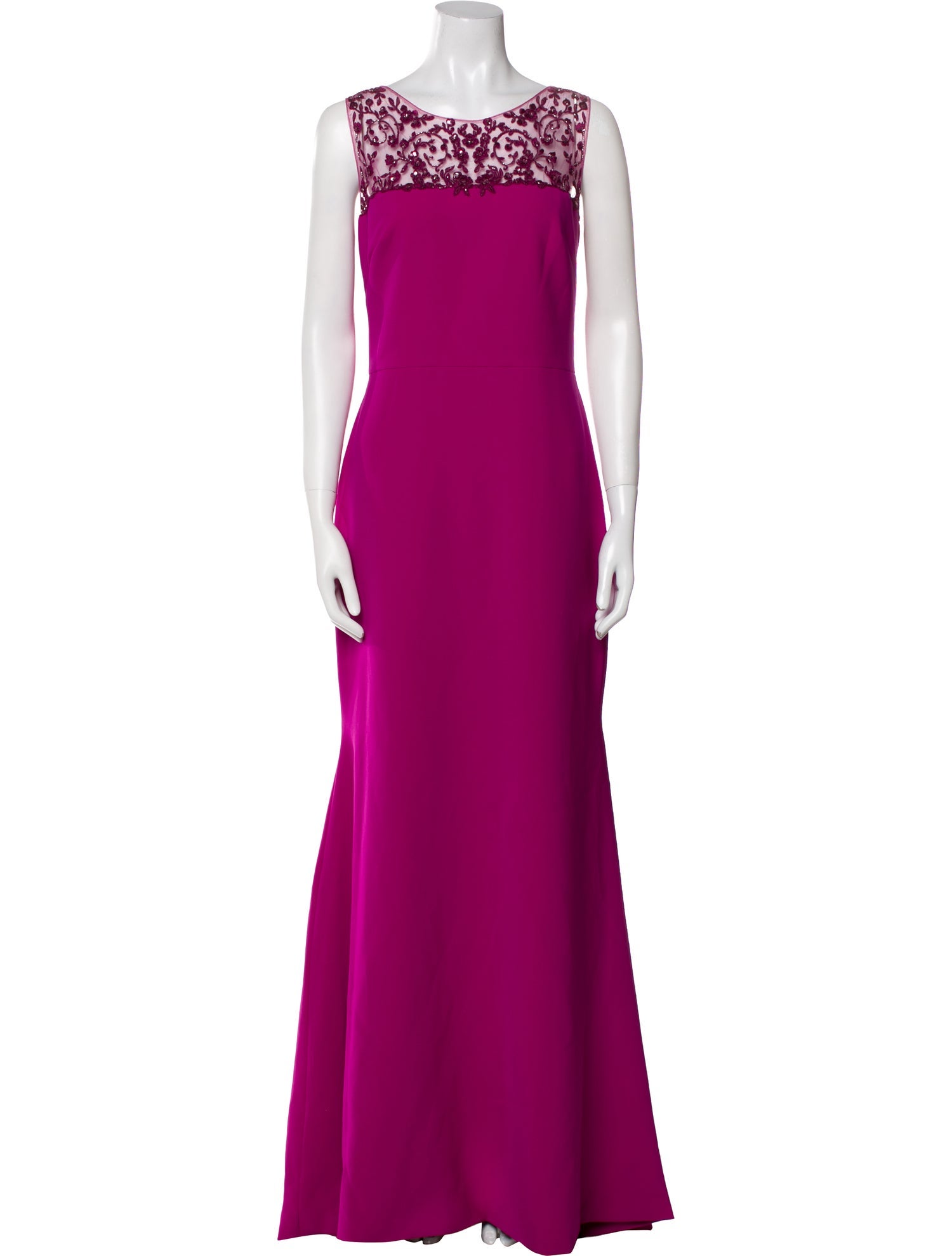 Theia Scoop Neck Long Dress