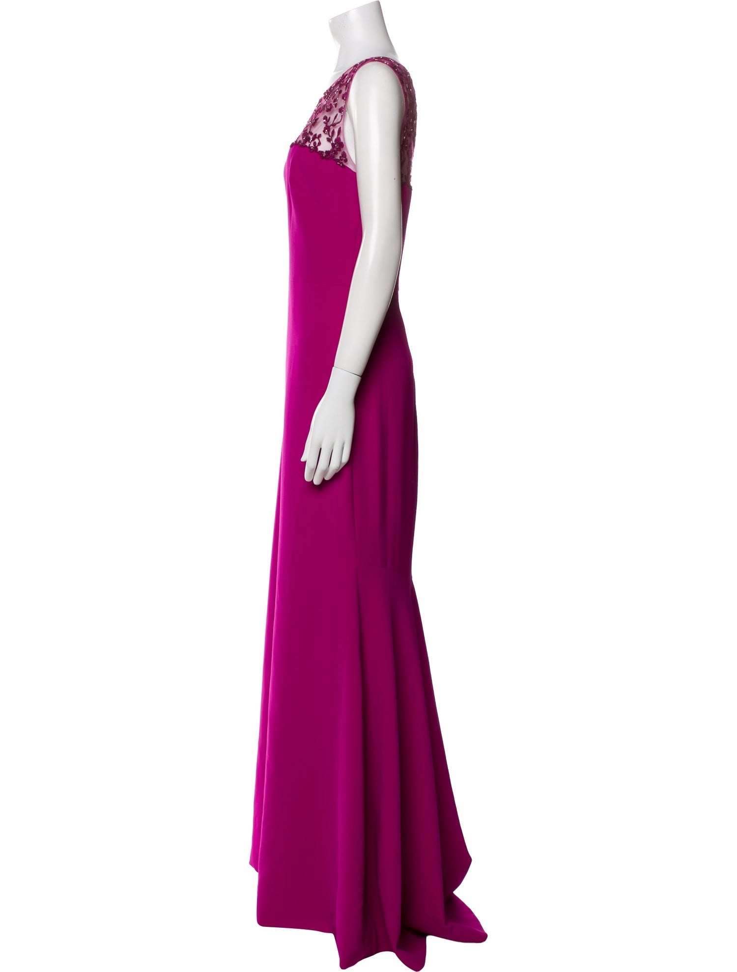 Theia Scoop Neck Long Dress