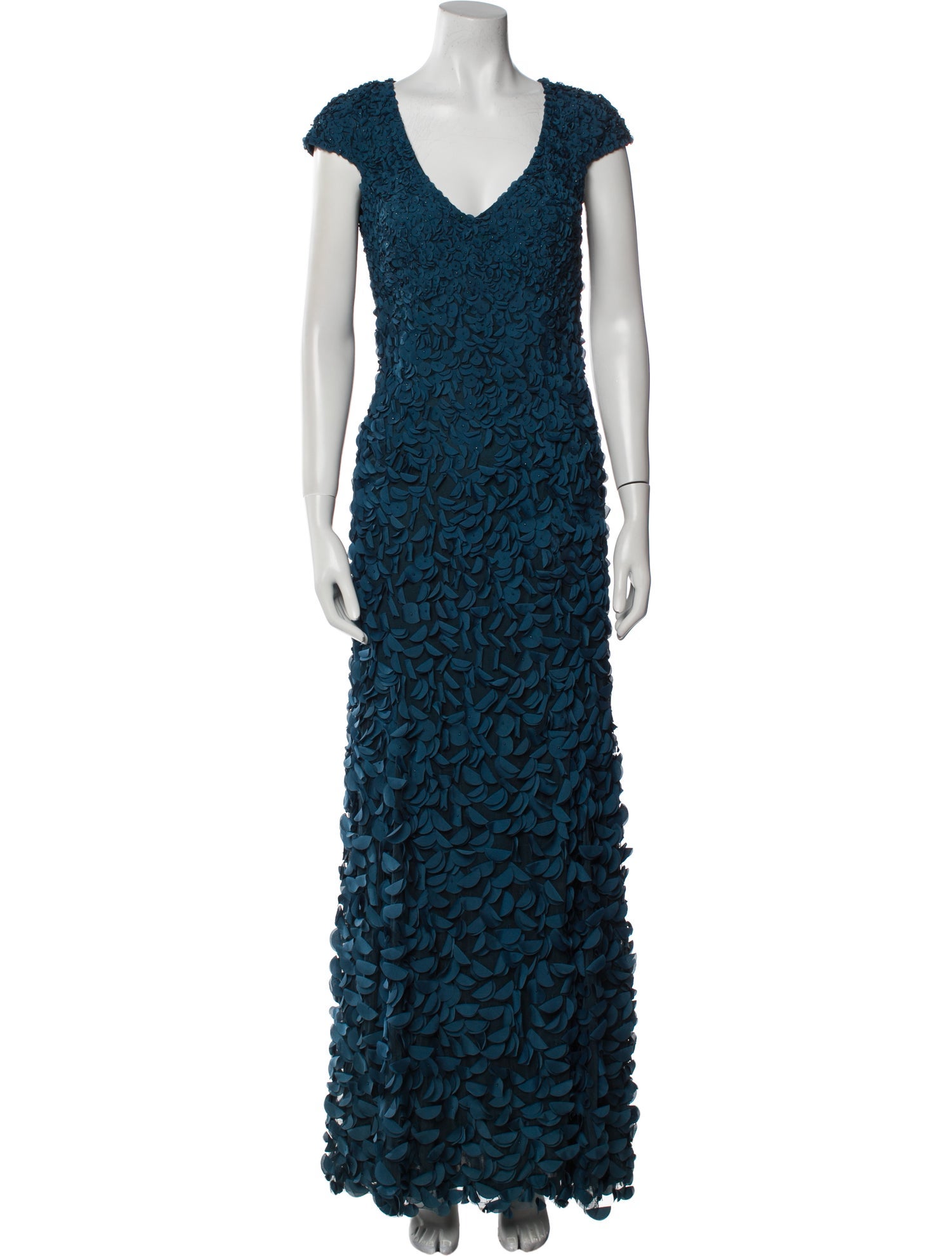 Theia Lace Pattern Long Dress