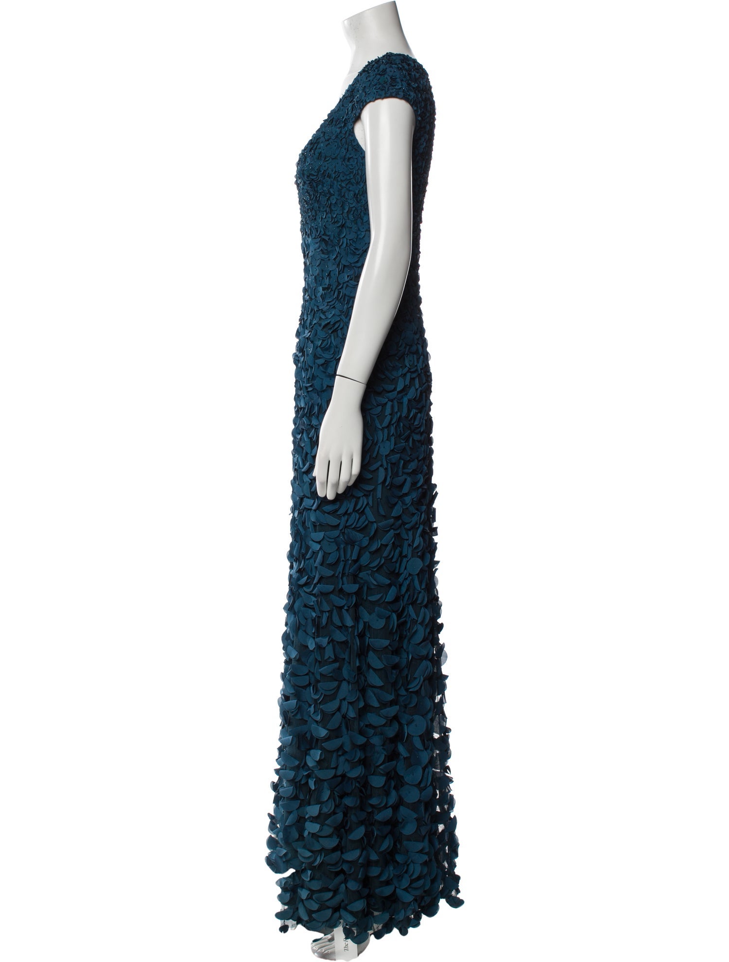 Theia Lace Pattern Long Dress