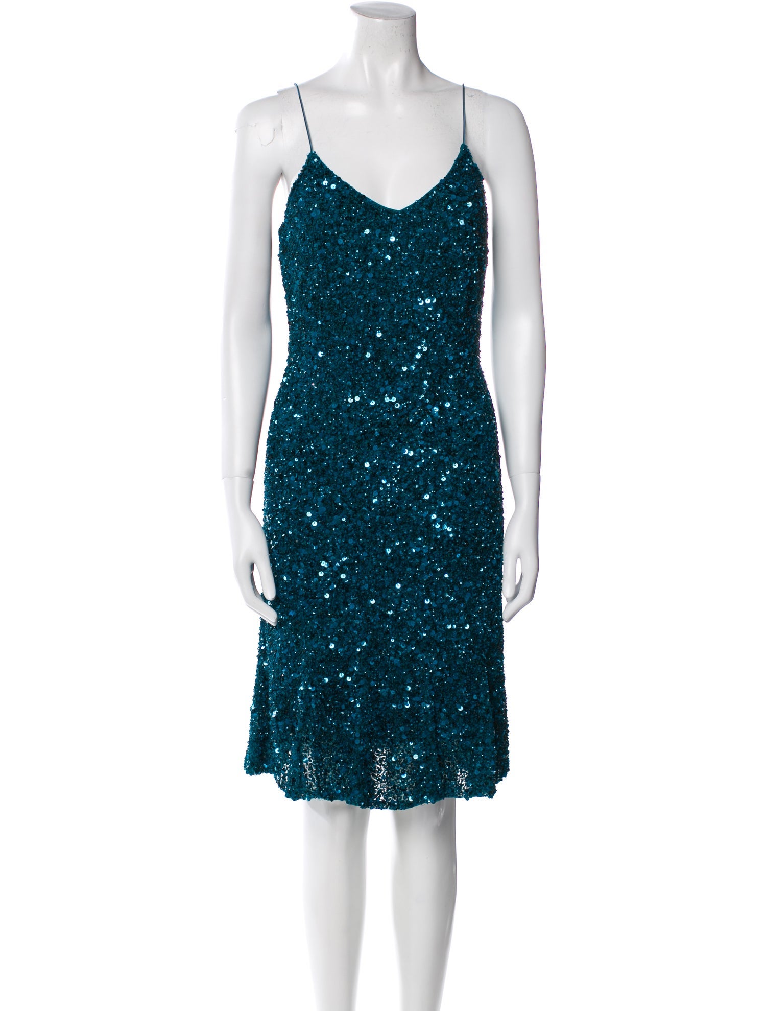 Theia V-Neck Knee-Length Dress