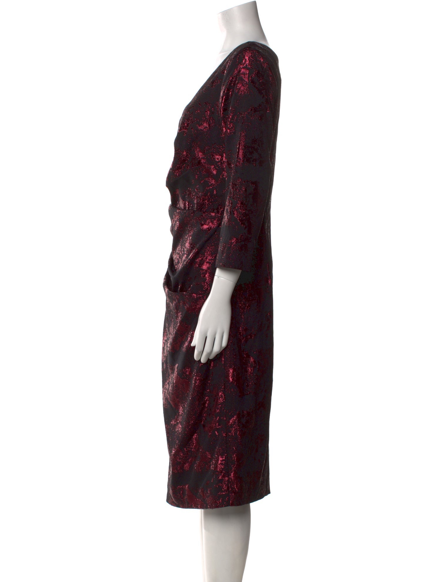 Theia Printed Midi Length Dress