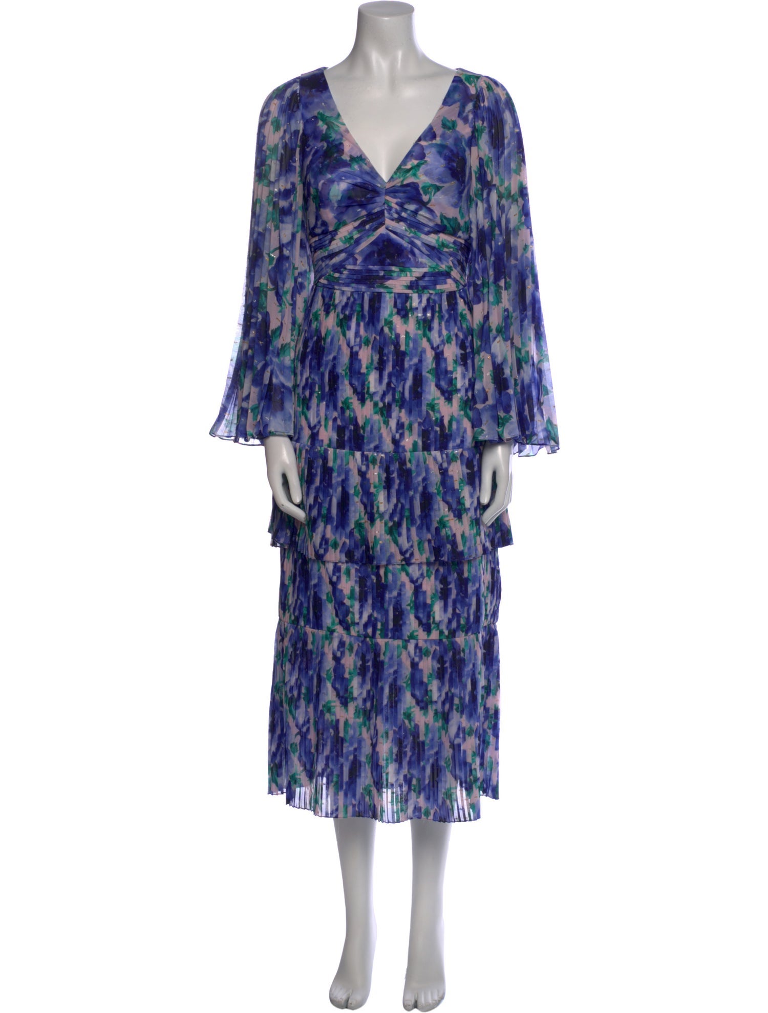 Theia Printed Long Dress