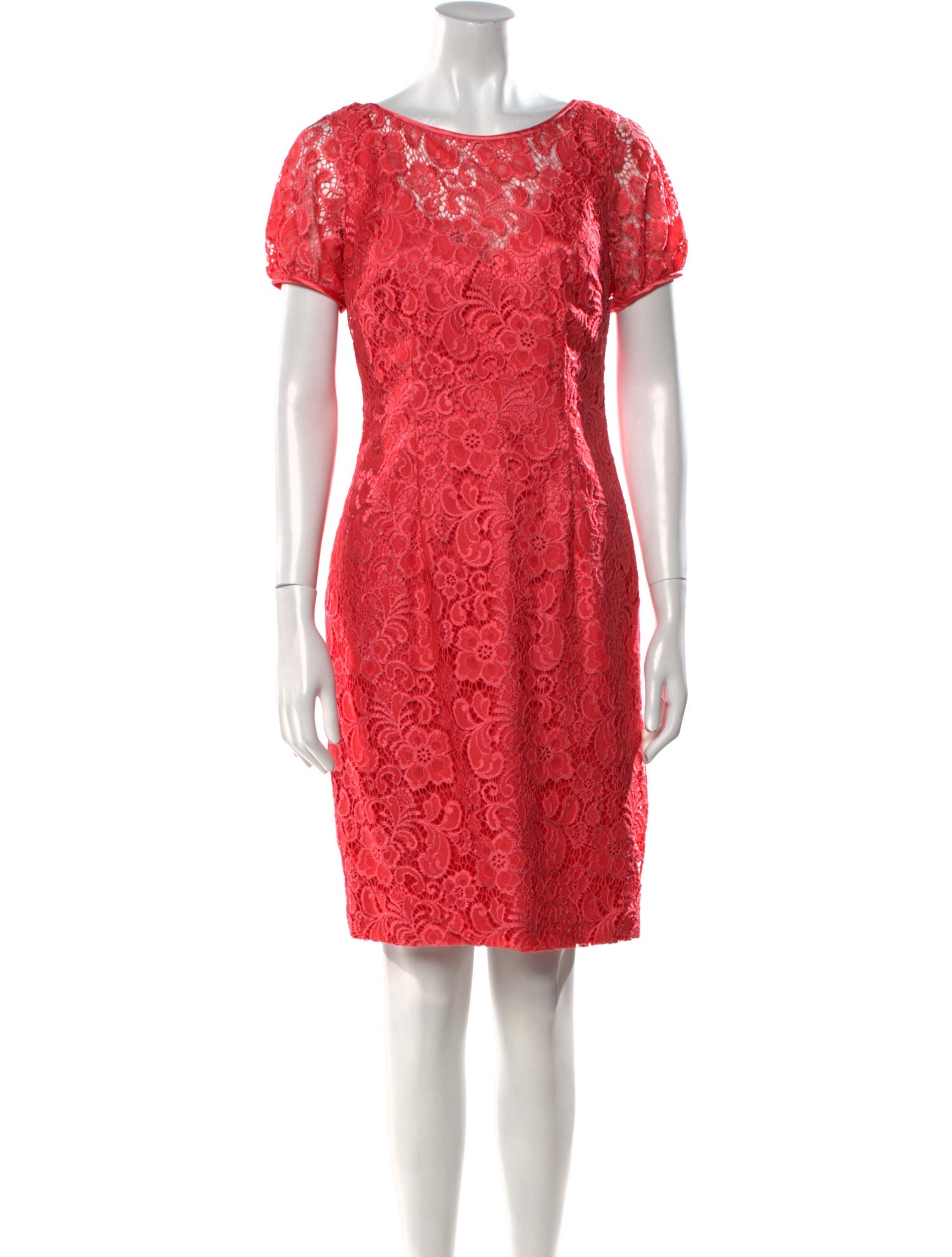 Theia Lace Pattern Knee-Length Dress