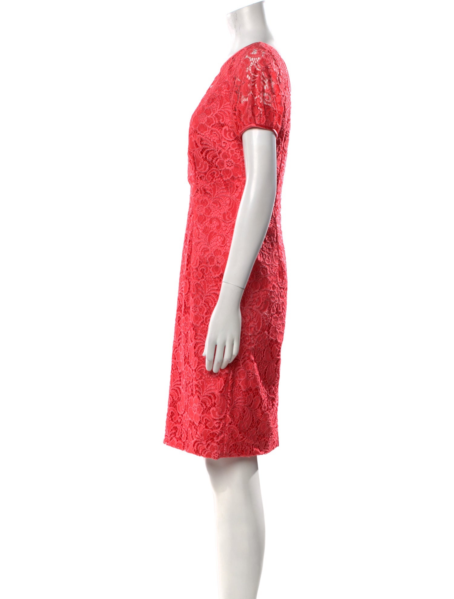 Theia Lace Pattern Knee-Length Dress