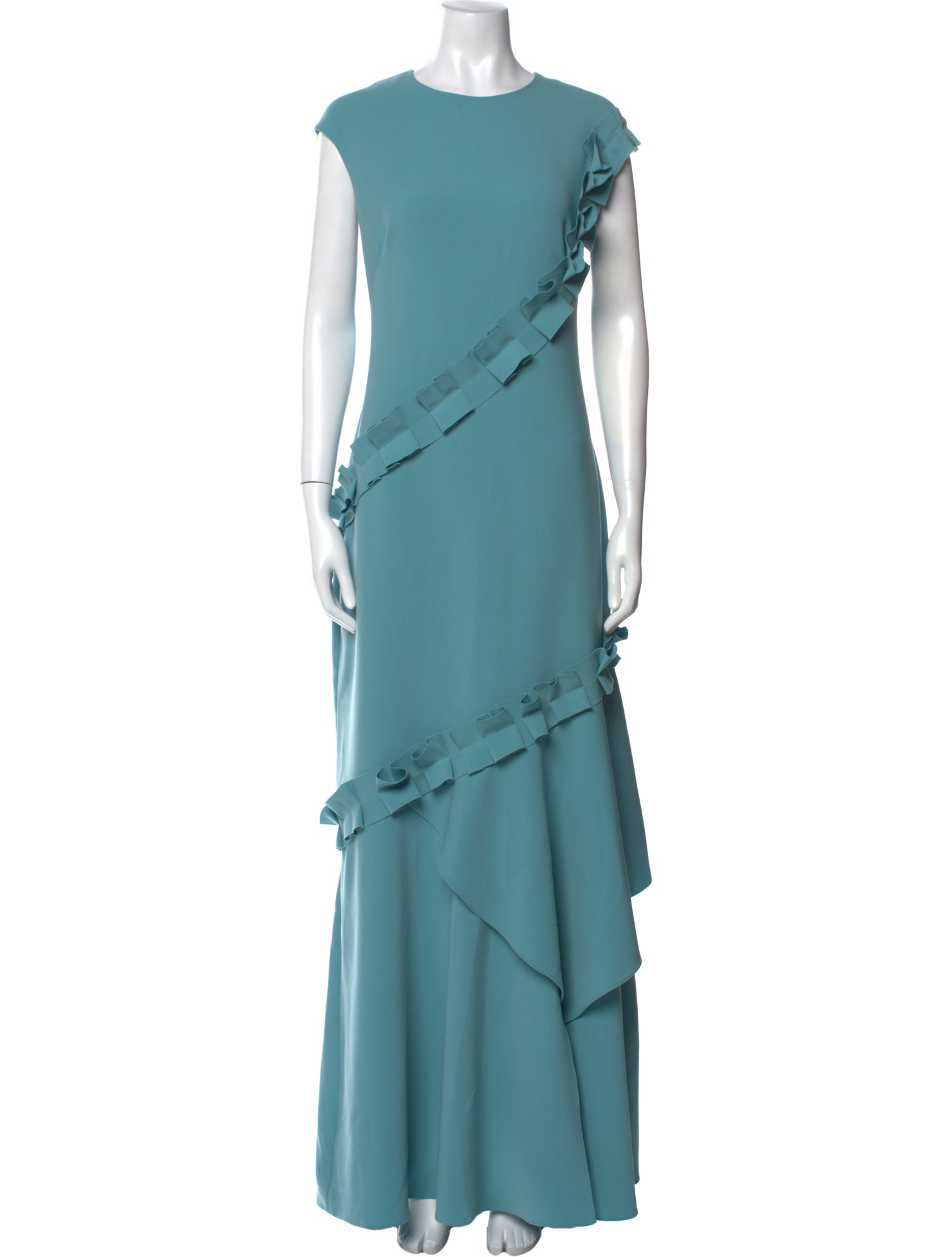 Theia Crew Neck Long Dress