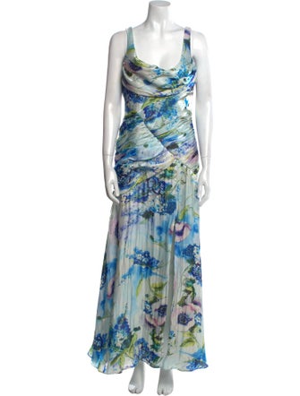 Theia Printed Long Dress