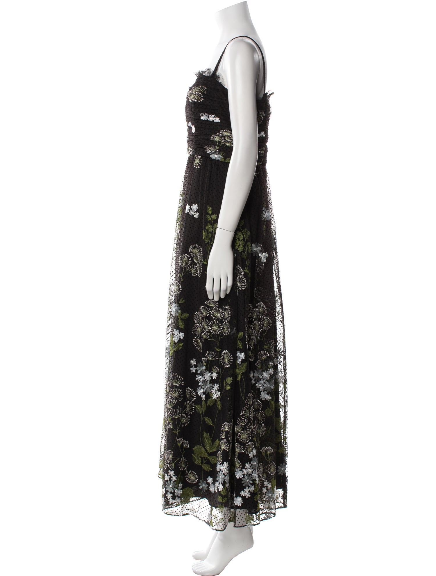 Theia Floral Print Long Dress