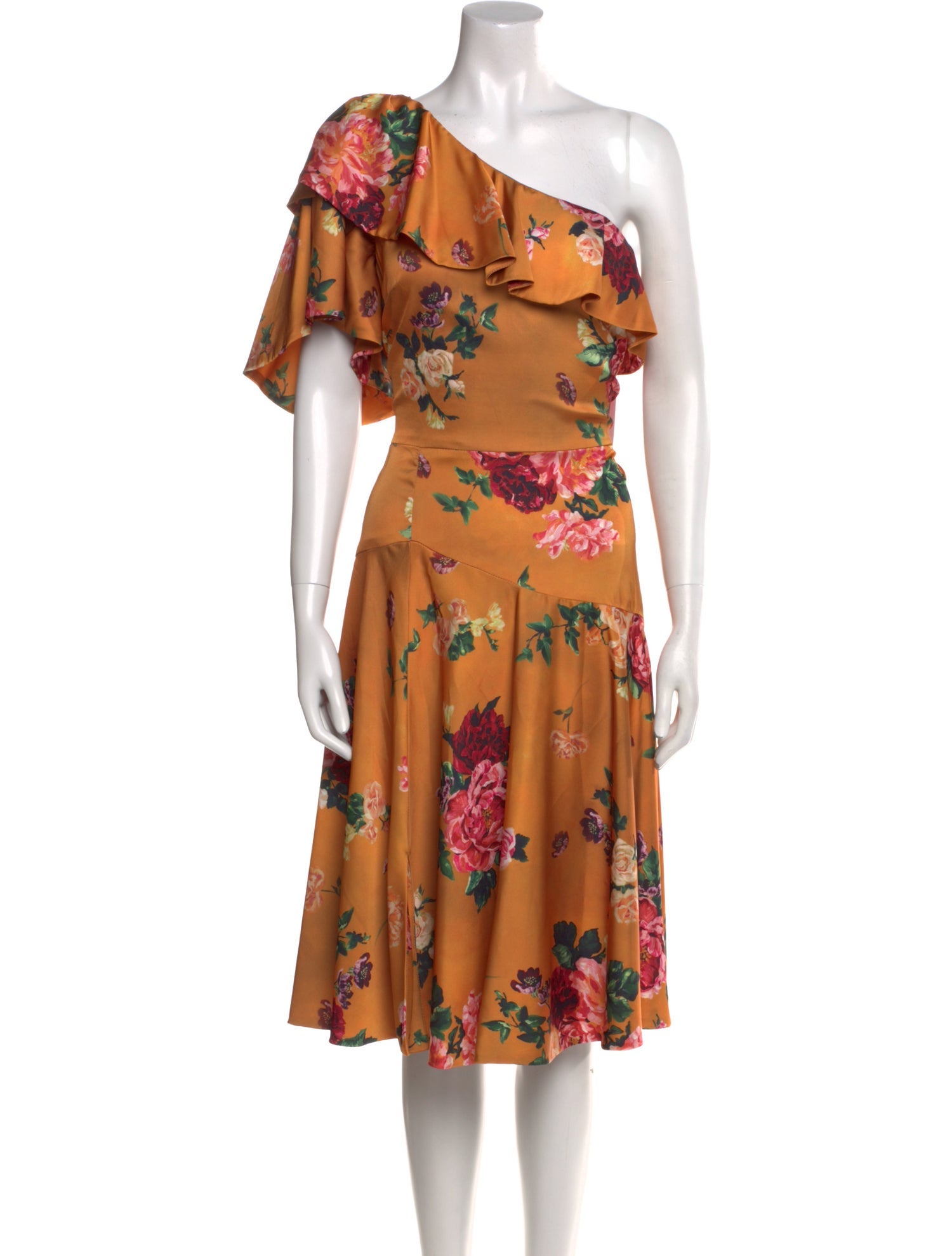 Theia Floral Print Knee-Length Dress