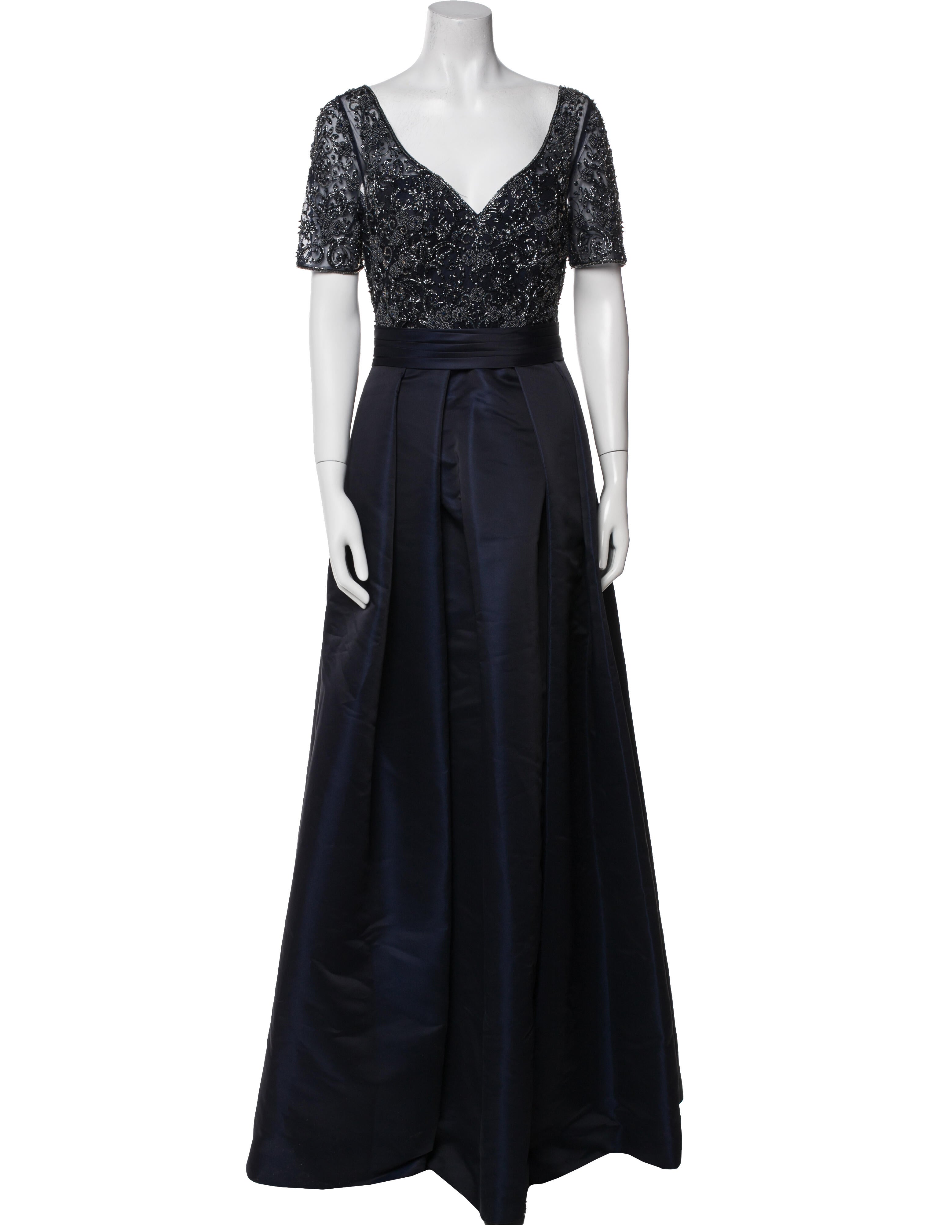 Theia V-Neck Long Dress w/ Tags