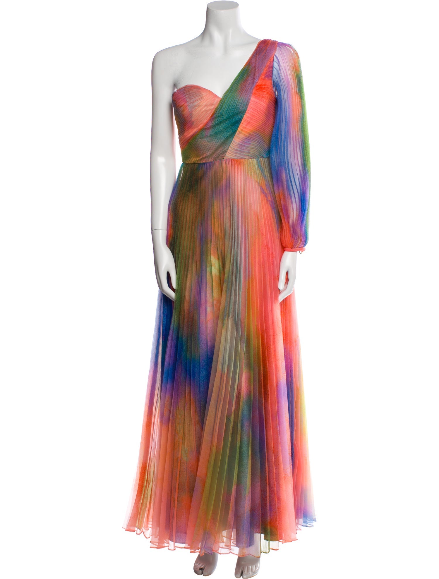 Theia Printed Long Dress