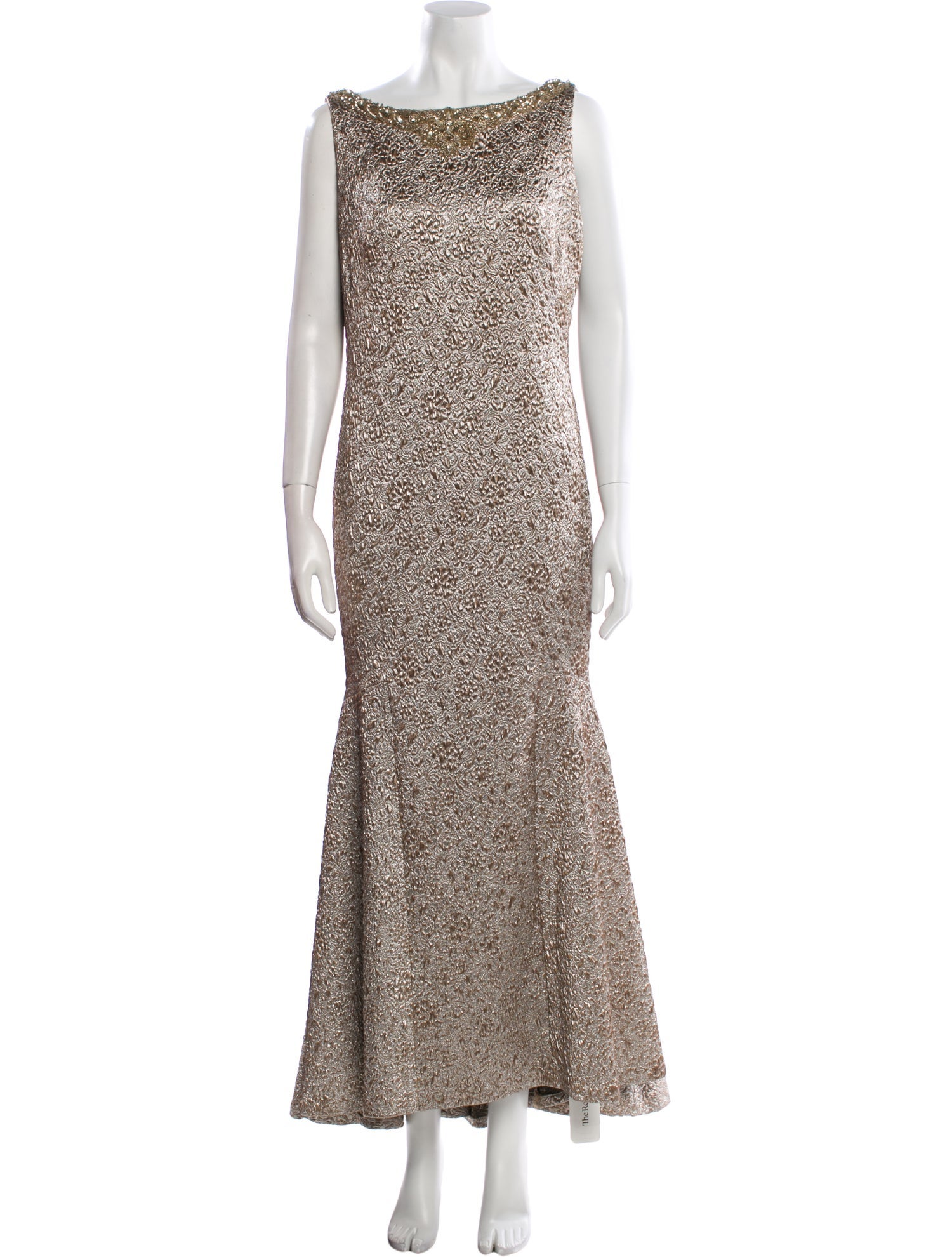 Theia Bateau Neckline Long Dress