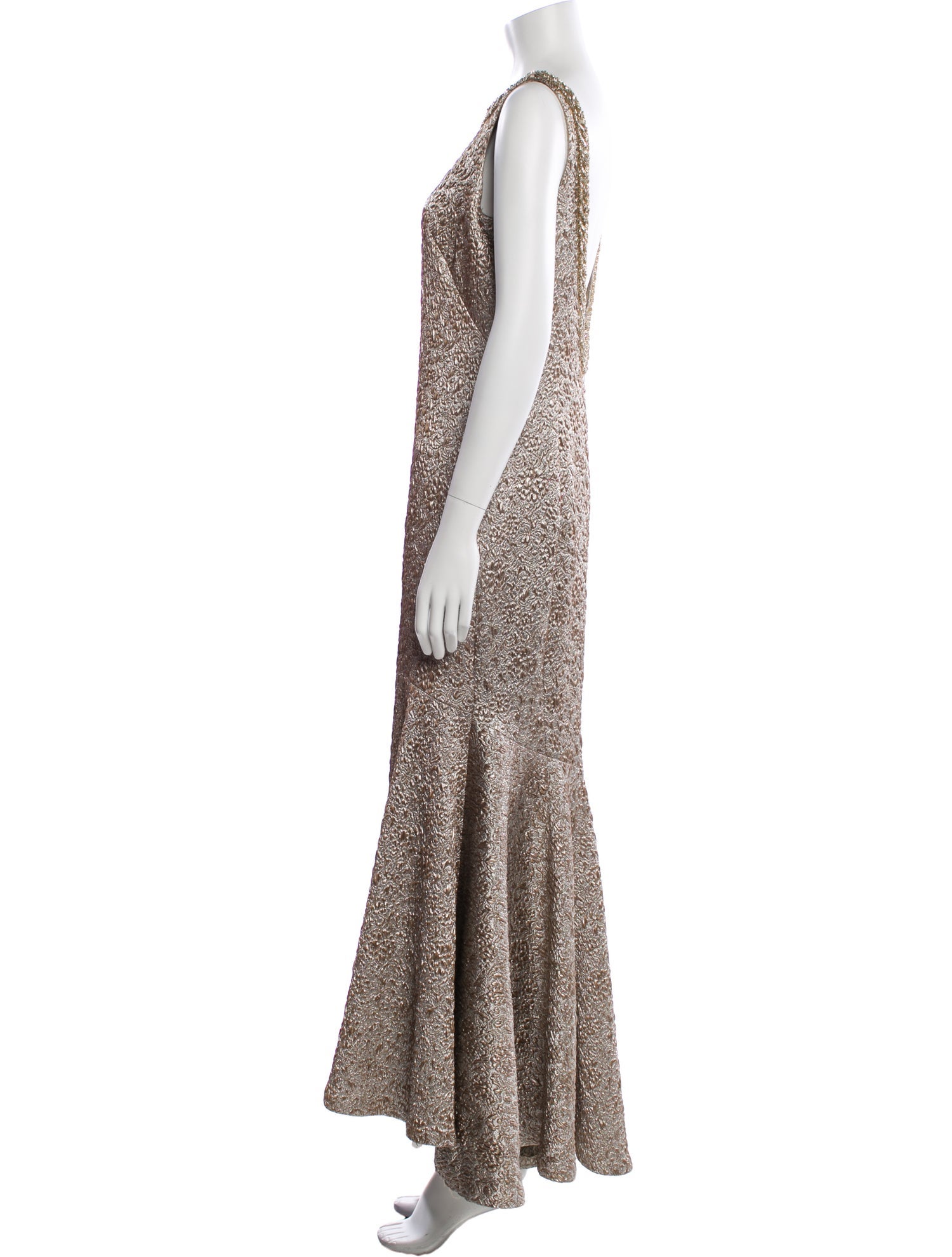 Theia Bateau Neckline Long Dress