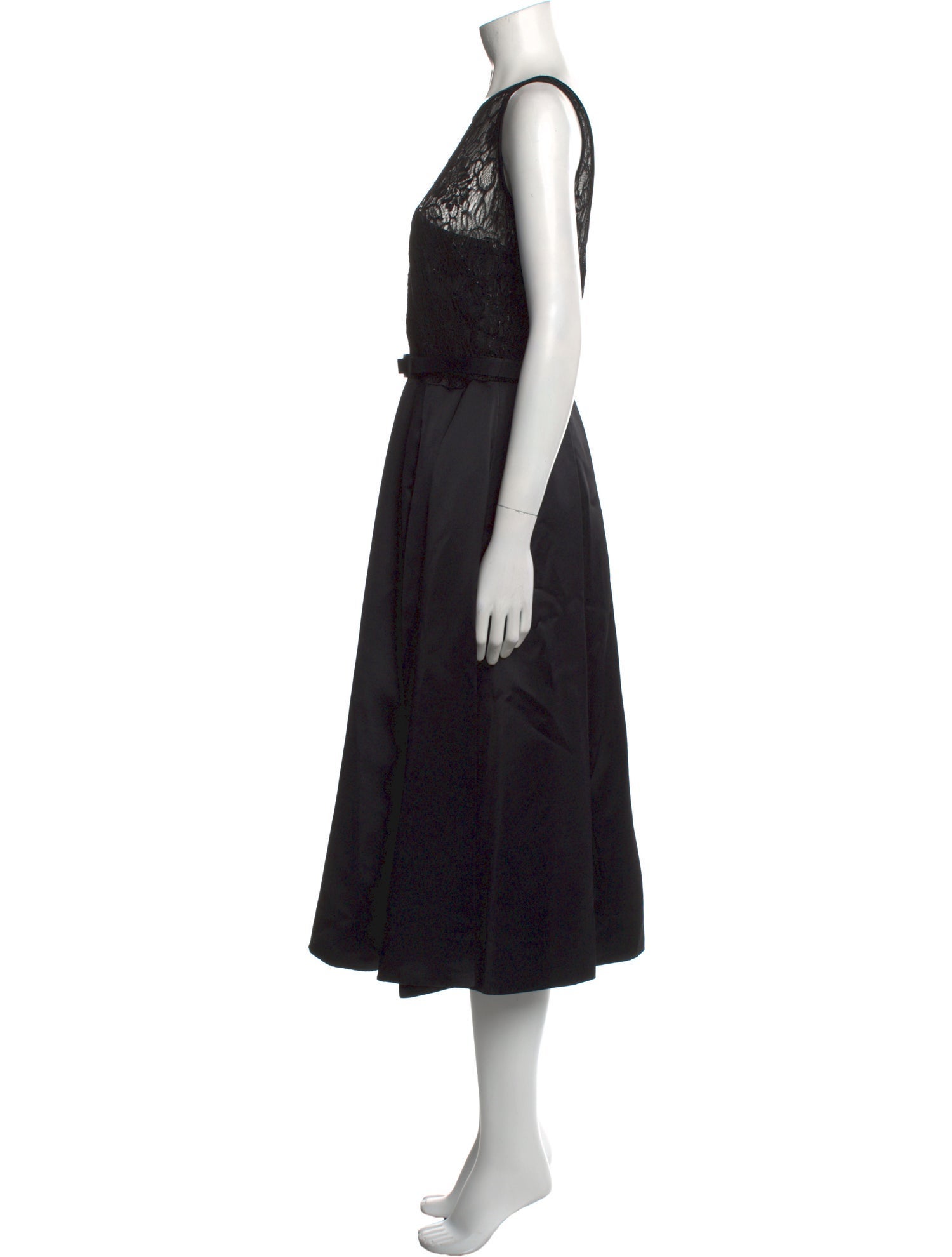 Theia Lace Pattern Midi Length Dress