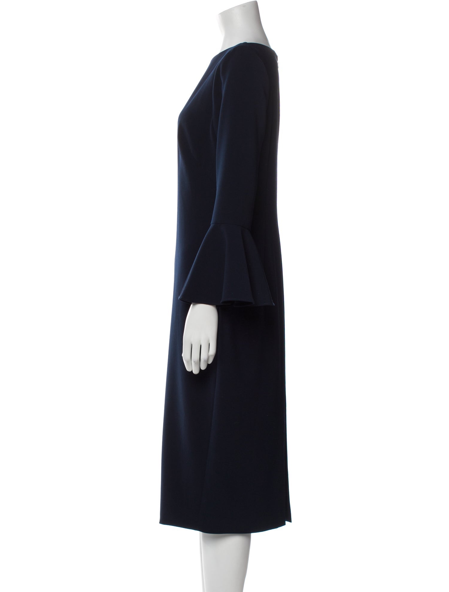 Theia Bateau Neckline Midi Length Dress