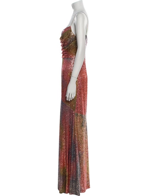 Theia Printed Long Dress