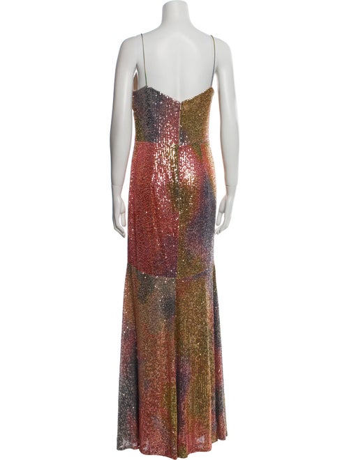 Theia Printed Long Dress