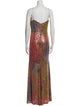 Theia Printed Long Dress