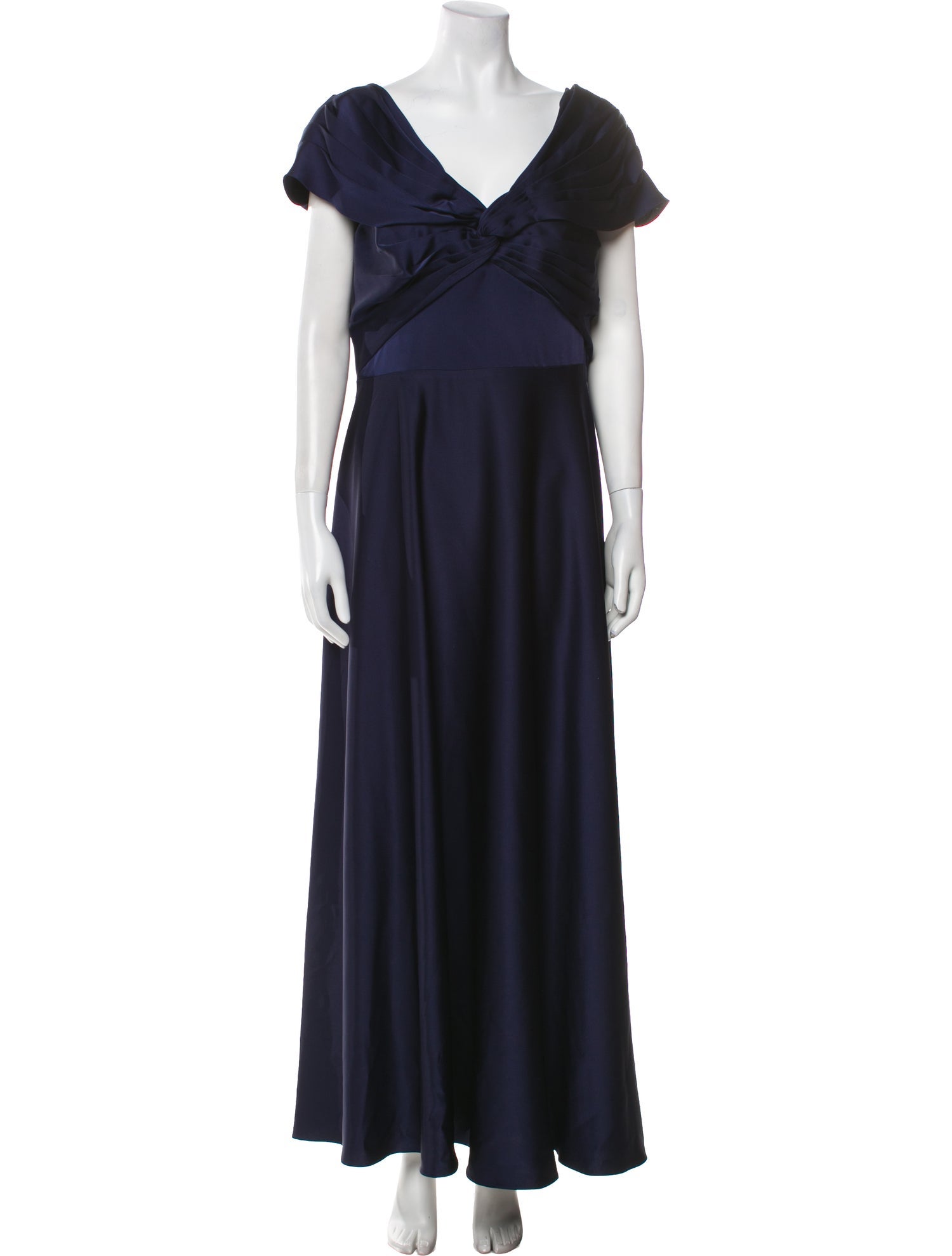 Theia V-Neck Long Dress