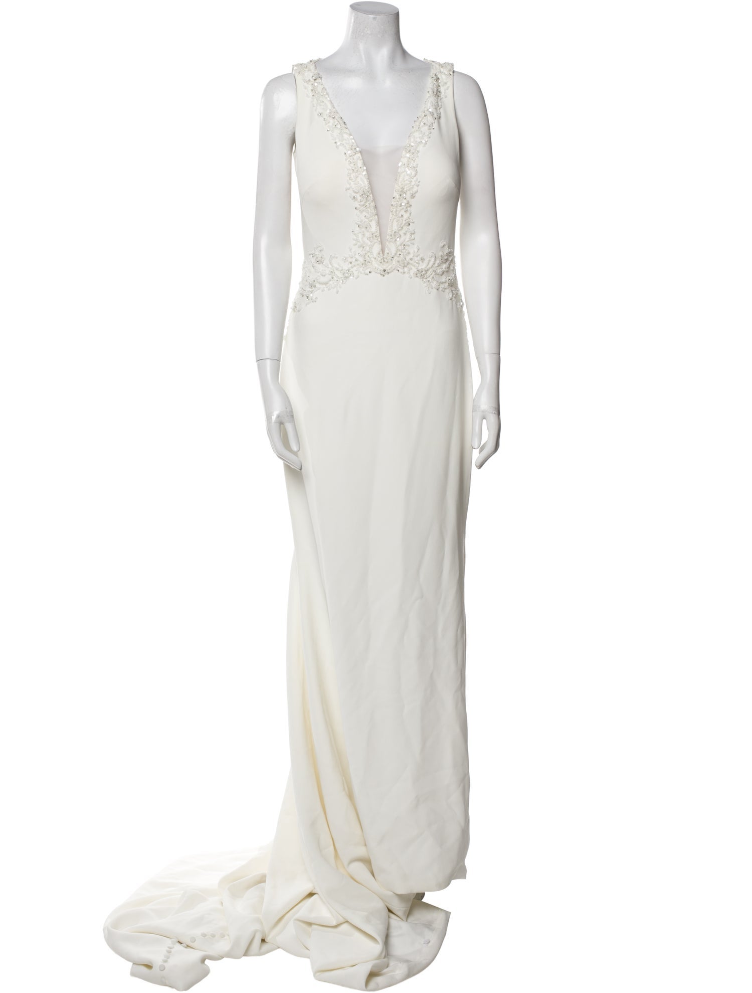 Theia V-Neck Long Dress