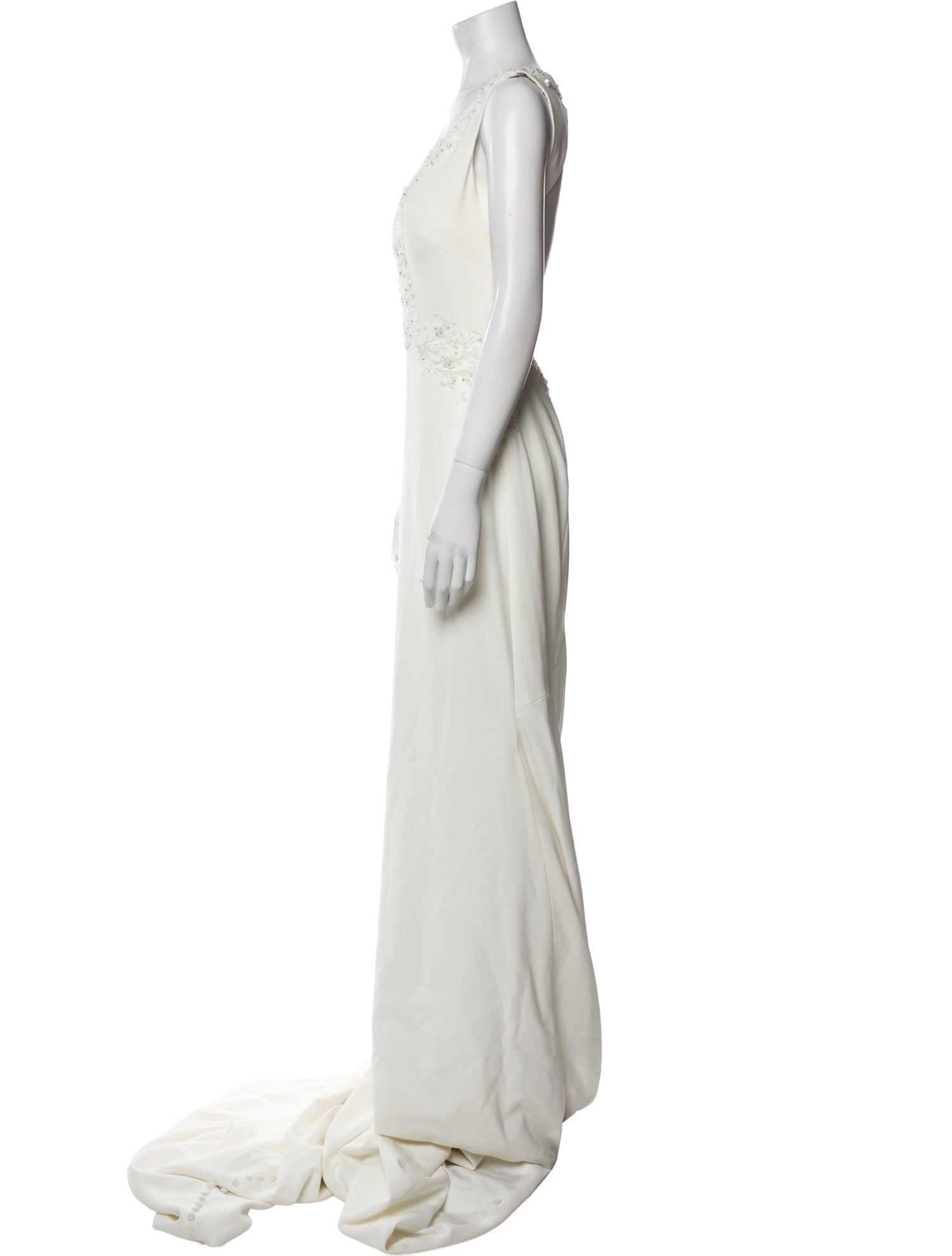 Theia V-Neck Long Dress