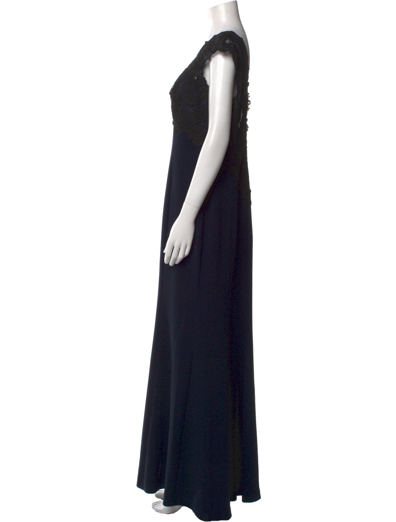 Theia Lace Pattern Long Dress